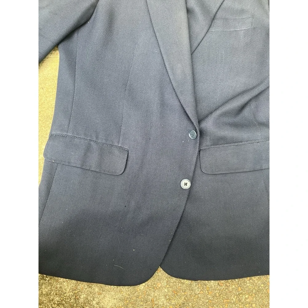 Vintage BURBERRY Pure 100% Silk ITALY Woven Sport Coat Blazer Mens 44R Navy